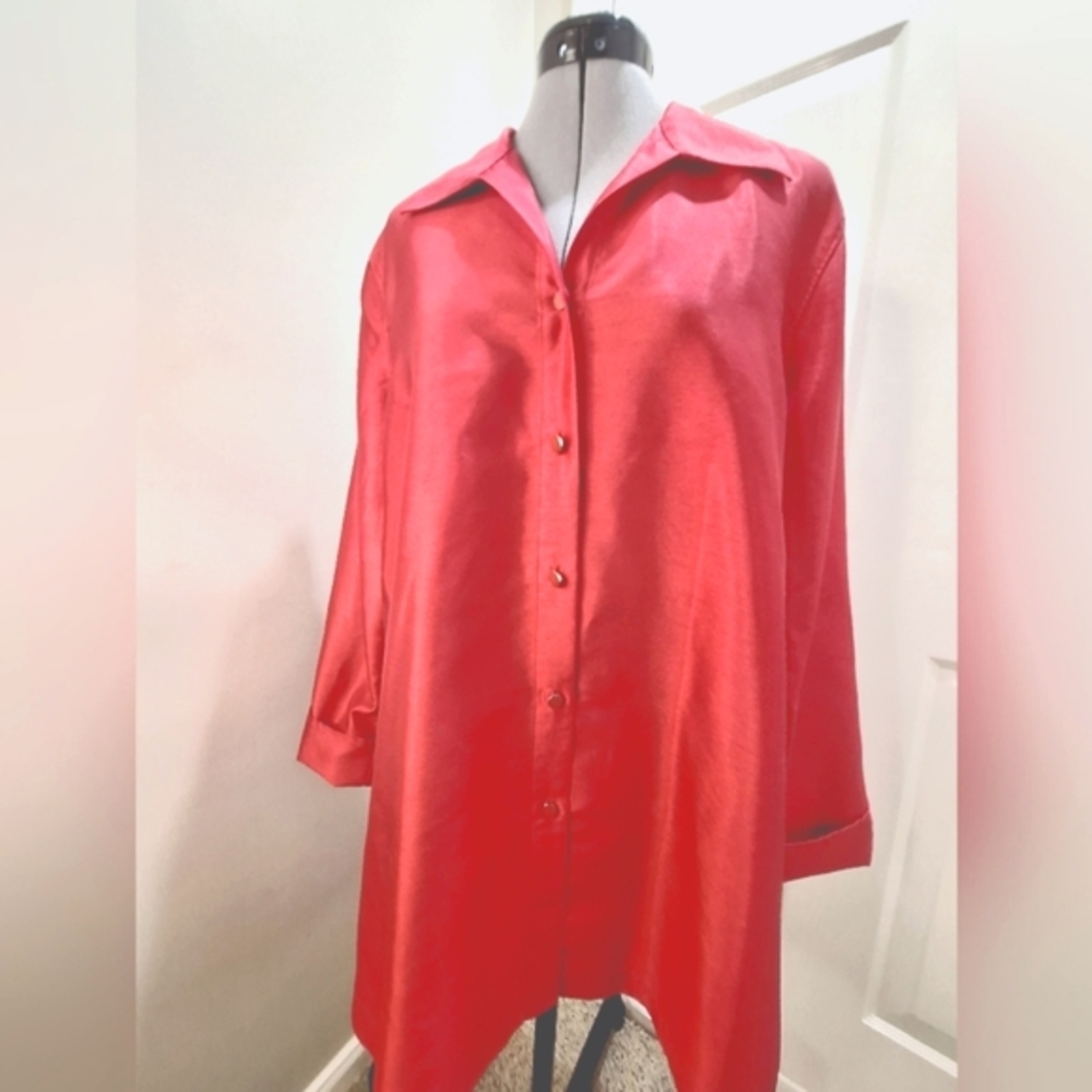 Raspberry Silky looking long Lightweight Blazer Size XL